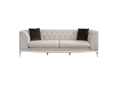 Living room Fabric Sofa Three Seater Chesterfield Couch Sofa 3 Seater Beige Fabric